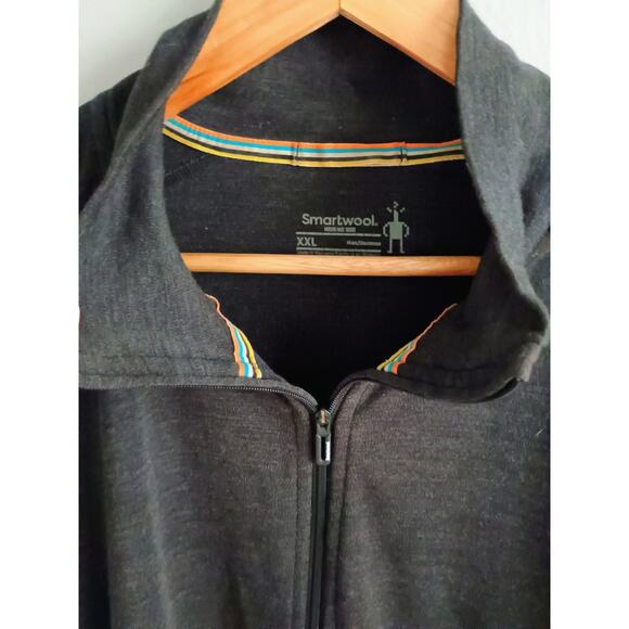 Smartwool Classic Thermal Merino Quarter-Zip Base Layer Top in a dark grey/black - Picture 8 of 12